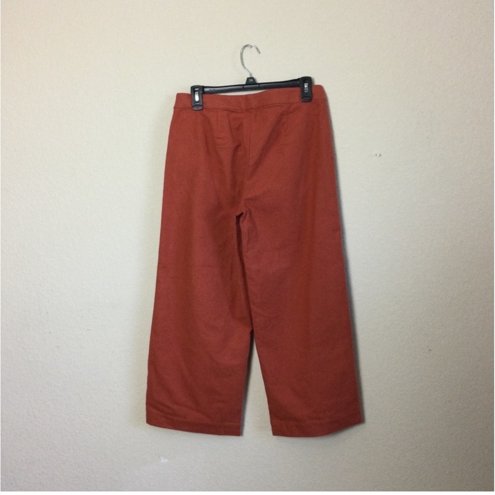 Kate Spade Size 2 Saturday Burnt Orange Cotton Wide Leg Cropped Trousers Pants - Picture 8 of 8